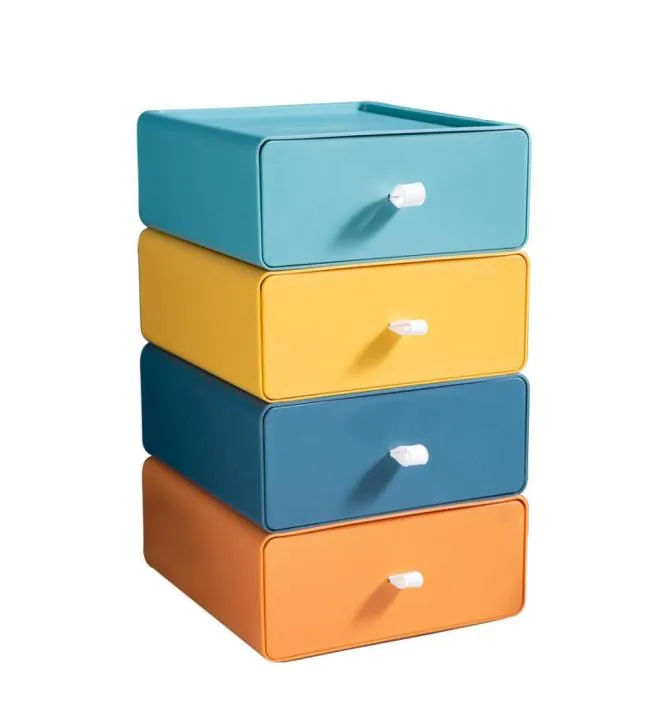 Gavetas de armazenamento tipo contraste a caixa colorida de mesa da área de trabalho
