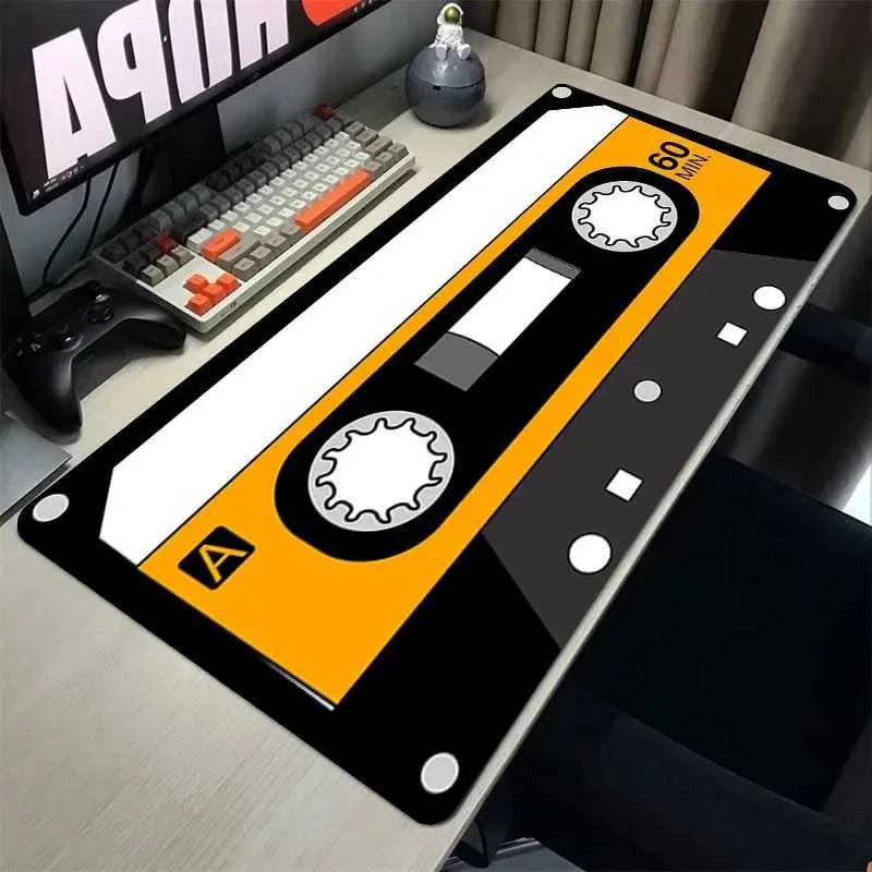Mouse Pads Wrist Rests Vintage Cassette Music Tape Computer Mouse Pad Speed Desk Mat Mousepad Gamer Gaming Accessories Keyboard Cabinet Mats Pc Xxl Rgb J240510