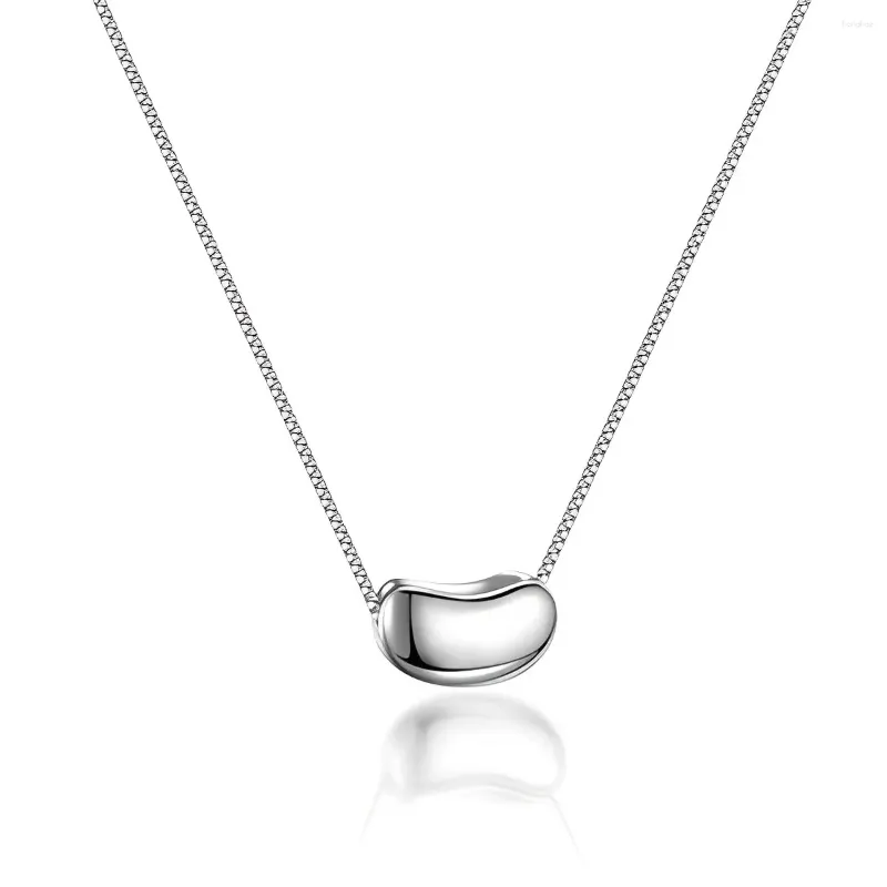 Hängen 925 Sterling Silver Bean Pendant Charm Halsband Klassiska smycken för kvinnor Fashion Party Valentine's Day Gift 45cm