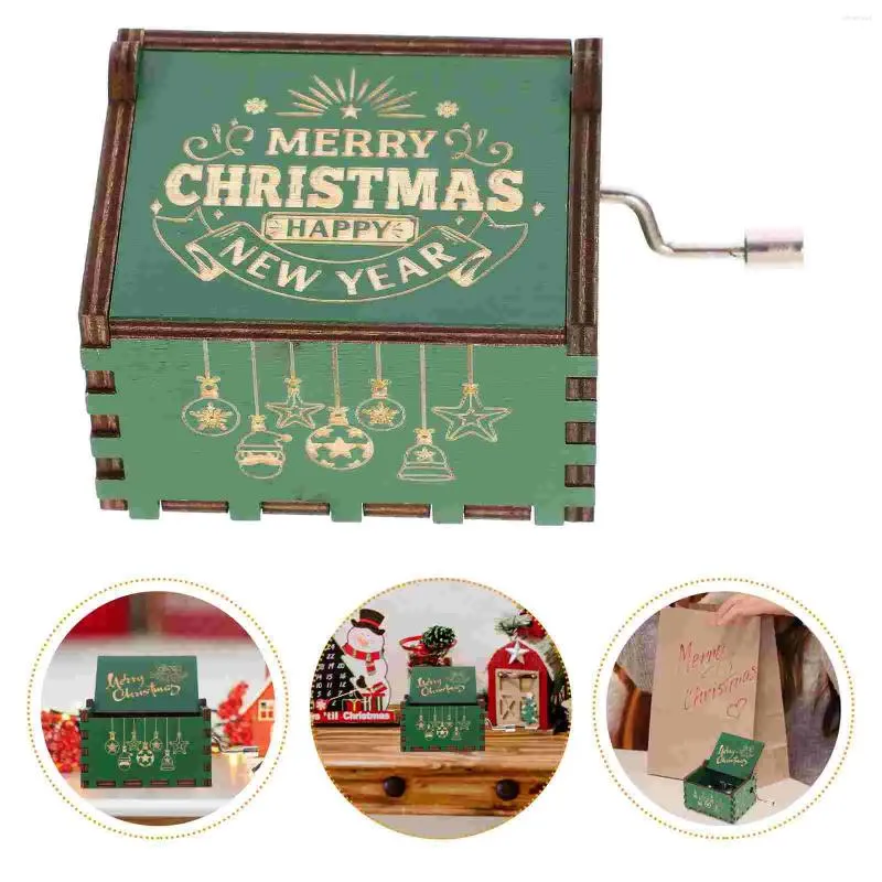 Figurines décoratines Boîte de musique de Noël décor en bois décorations musicales cadeaux cadeaux cadeaux pour femmes objets ornements Case commémorative