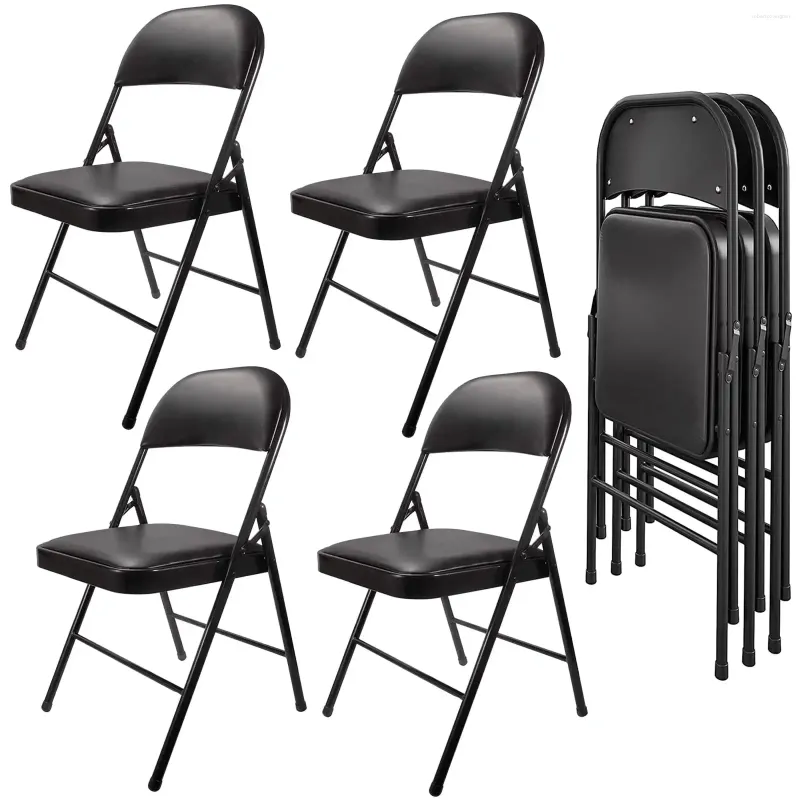 Camp meubles rembourrés en métal pliant chaises 4 pack noir