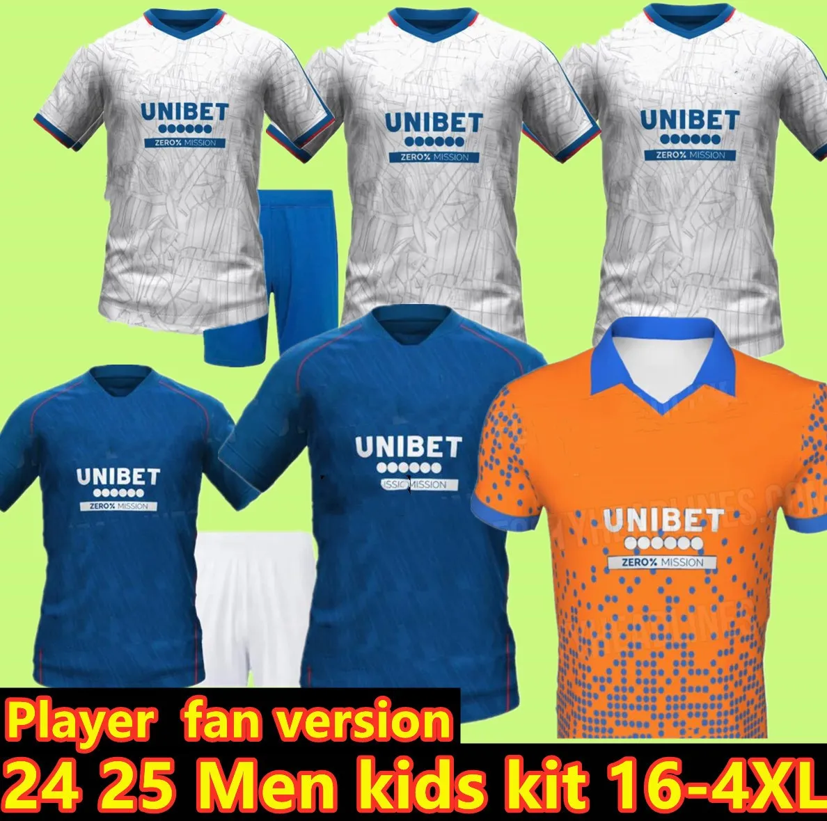 S-4xl 24 25 Rangers Davis Morelos Hagi Soccer Jerseys 2024 2025 Home Away Away Trzecia 3. czwarta koszulka piłkarska mężczyźni Kids Colak Lawrence Kent R.Matondo 118