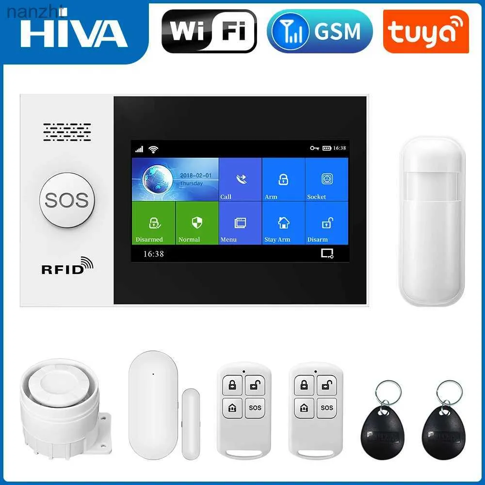 Sistemas de alarme PG-107 Tuya Wireless Home Wi-Fi GSM GPRS Burglar Home Security com Motion Detector Sensor Burglar Alarm System App Control