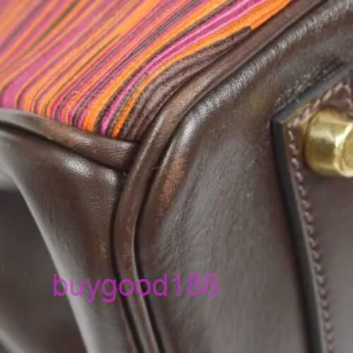Aabirdkin Delicate Luxury Designer Totes Bag 35 Handväska skakningskalv Purple Orange Ebene 14483 Kvinnor Handbag Crossbody Bag