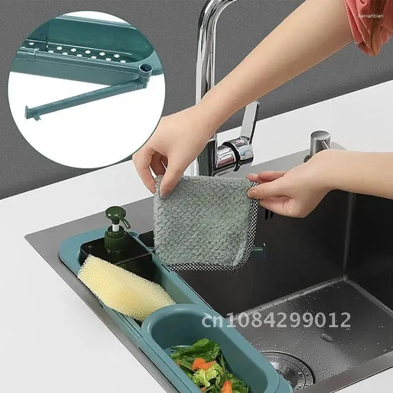 Кухня для хранения раковины организатор стойки стойки дренаж для мытья корзина Регулируемая губчатая мыло подвеска