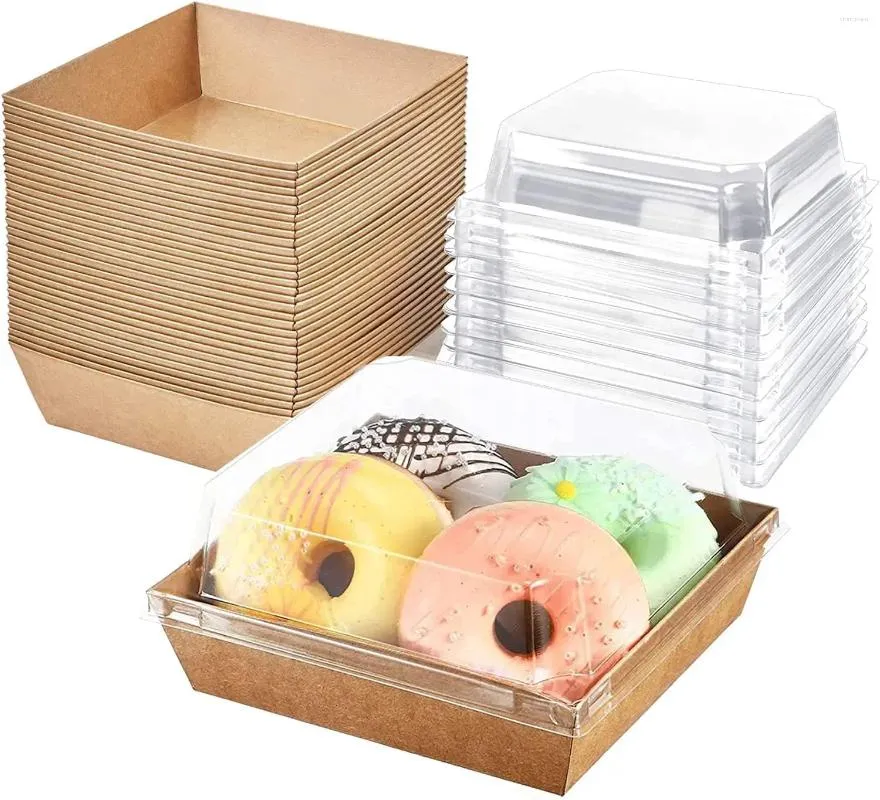 Wrap Prezent 50 pakietów pudełka na krawędzi z przezroczystymi pokrywkami do jednorazowego kanapki na pojemniki na desery Truskawki