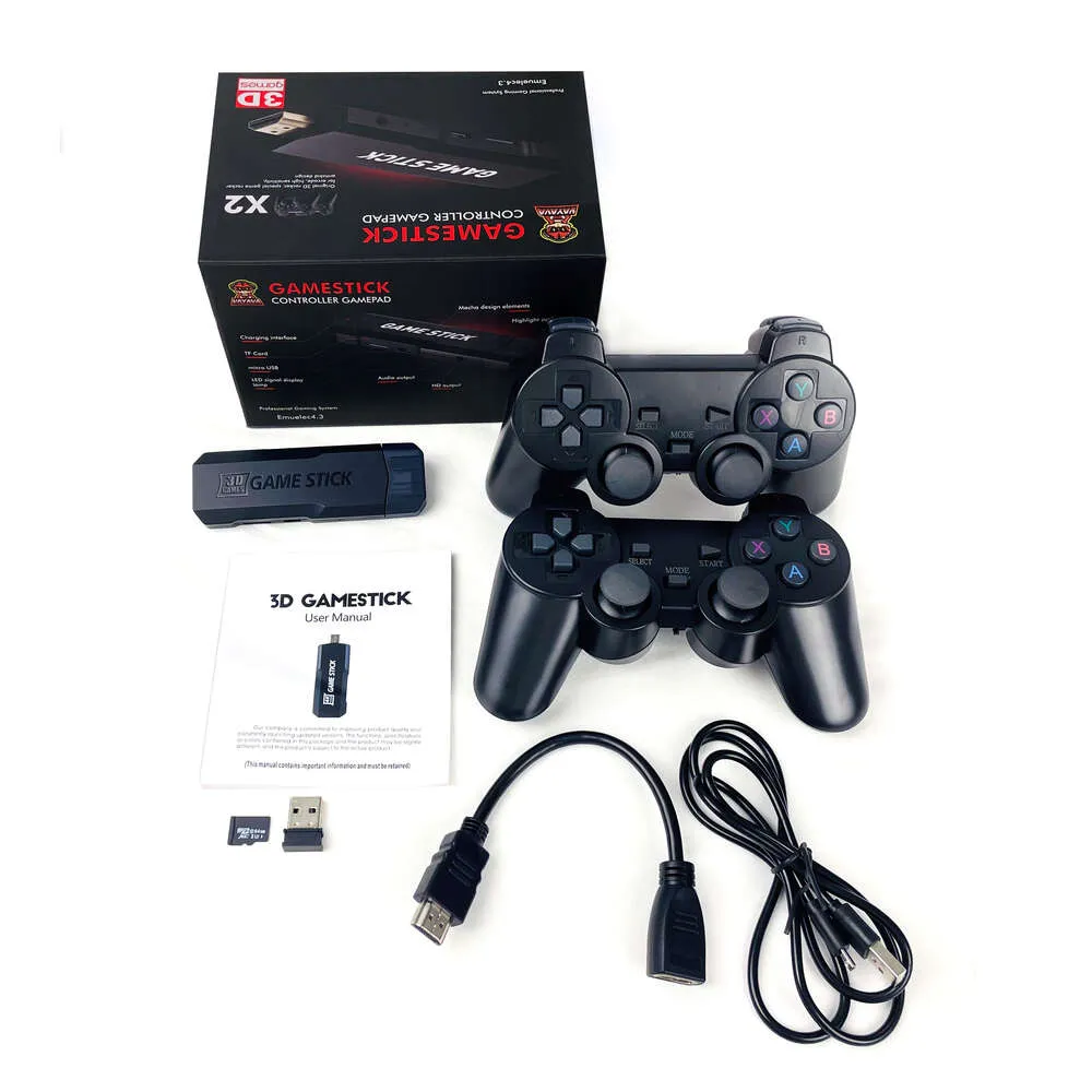 I più recenti giochi X2 3D HD Family 4K Video Stick TV Console Retro 64G Consola portatile per 30000 Game Stick GD10