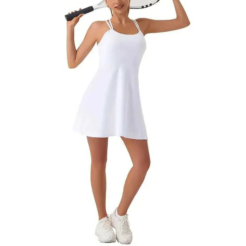 Abiti attivi Sean Tsing Abiti da tennis con reggiseni Solid Criss Criss Worteless Skirts Sexy Athletic Skort Womens Activewear Y240508