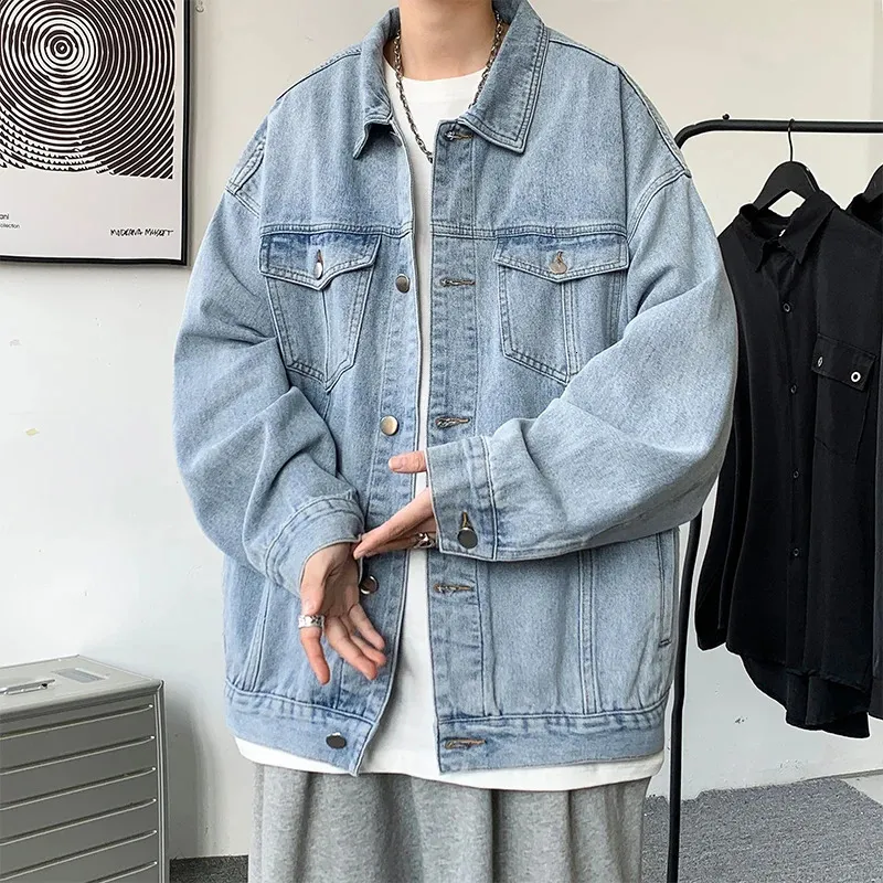 Lappster-youth-youth colorato vintage chic coreano giacca in denim giapponese jeans giacca varsity giacche nera denim 240514