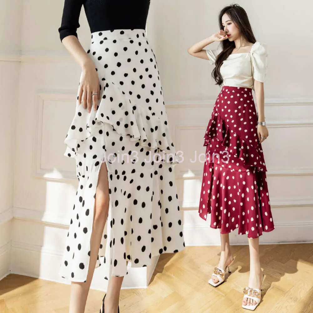 Chic Summer long skirts for Women: Chiffon Polka Dotts, Dowsing 