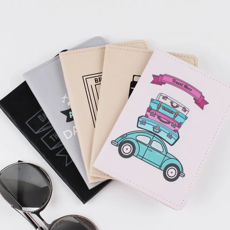 DHL100pcs Card Holders PU Letter Printing Travel Passport Cover Mix Style