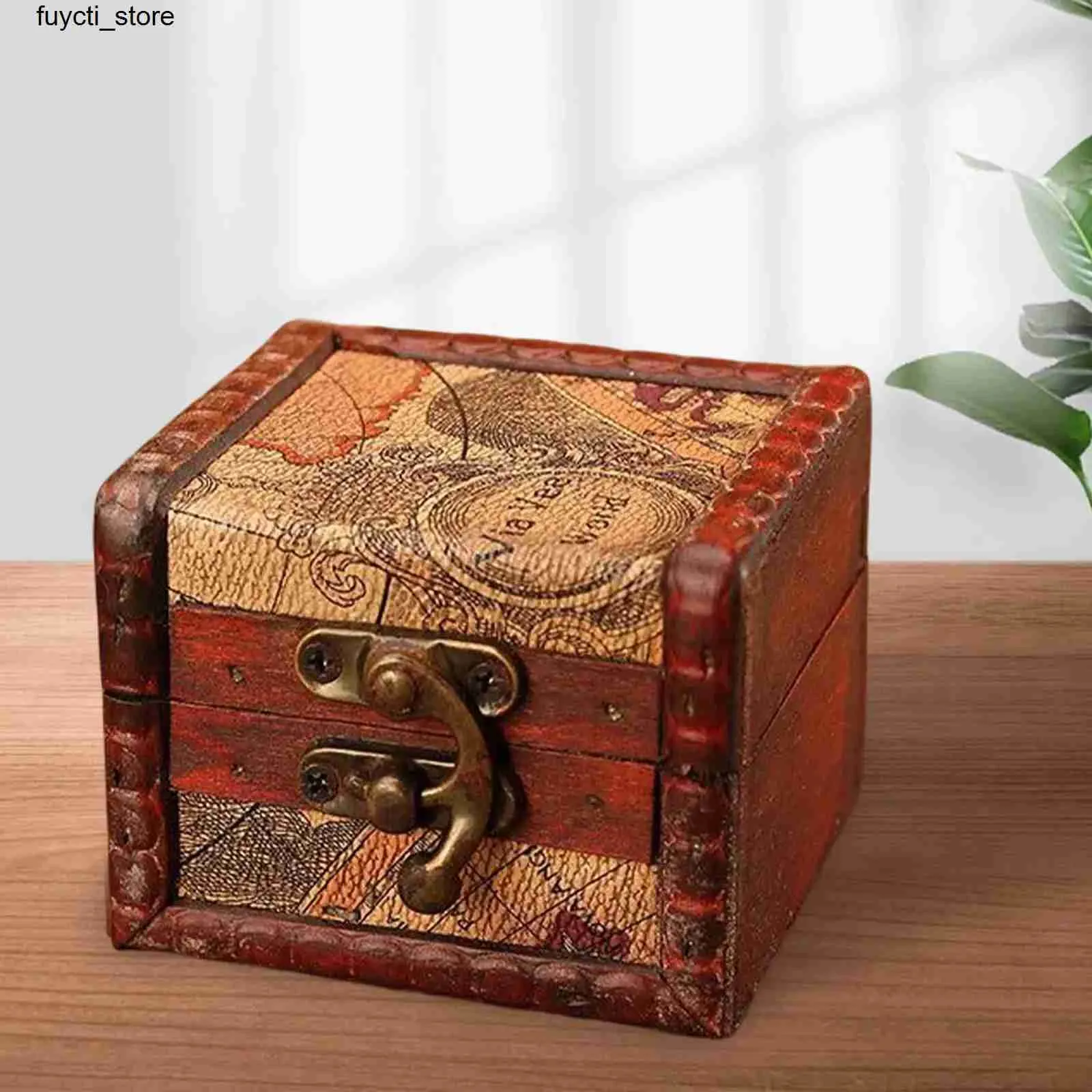 Pudełka do przechowywania pojemniki na wiejskie drewniane biżuteria Zamknięcie pudełka do przechowywania pudro