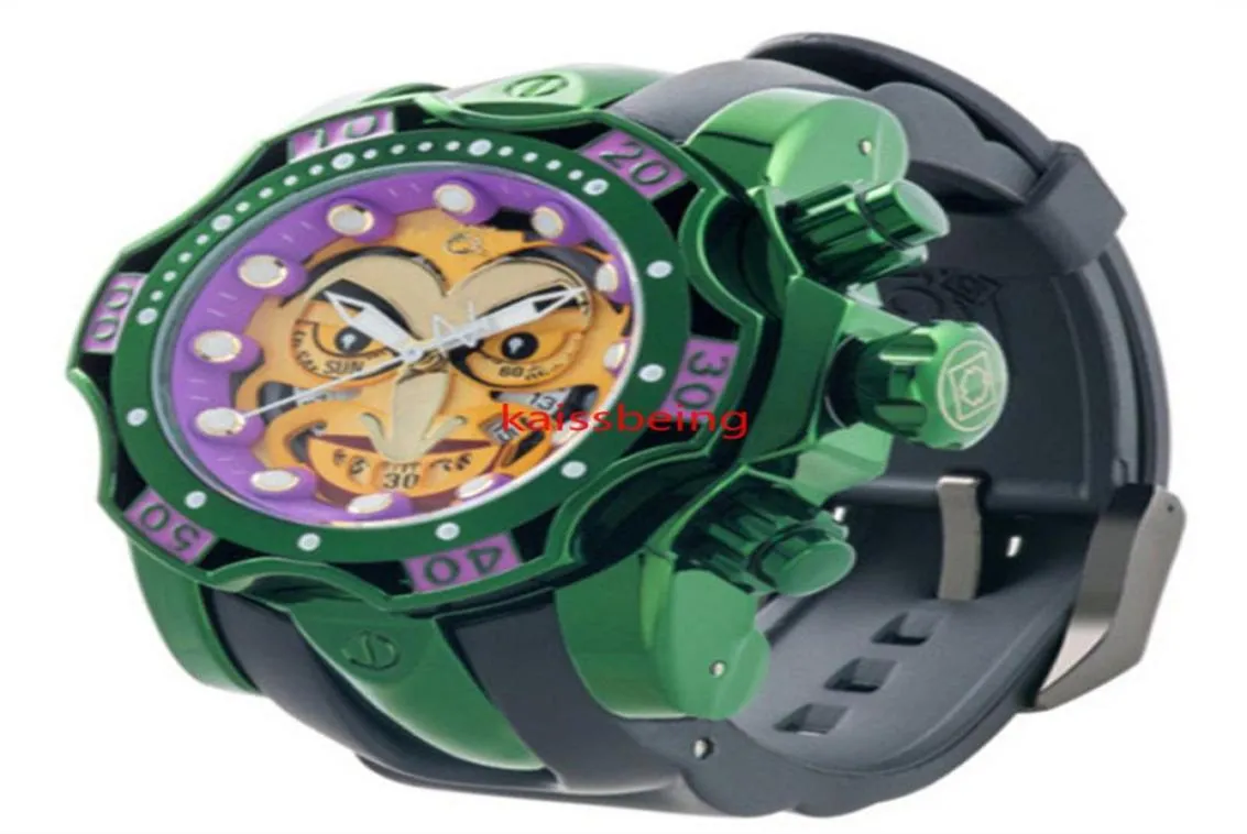 Marca de luxo de Law invicto Reserve Venom DC Comics Joker Rubber Strap 52mm Men Quartz Watch Relloj Hombres2989566