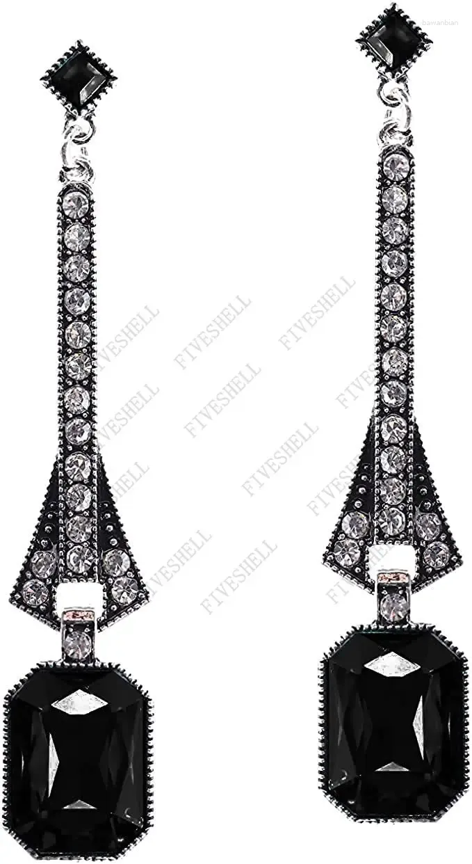Party Supplies 1920s Art Deco Antique Vintage Flapper Style Jet Black Rhinestone Extra Long Dangle Earrings Pearl Jewelry For Women