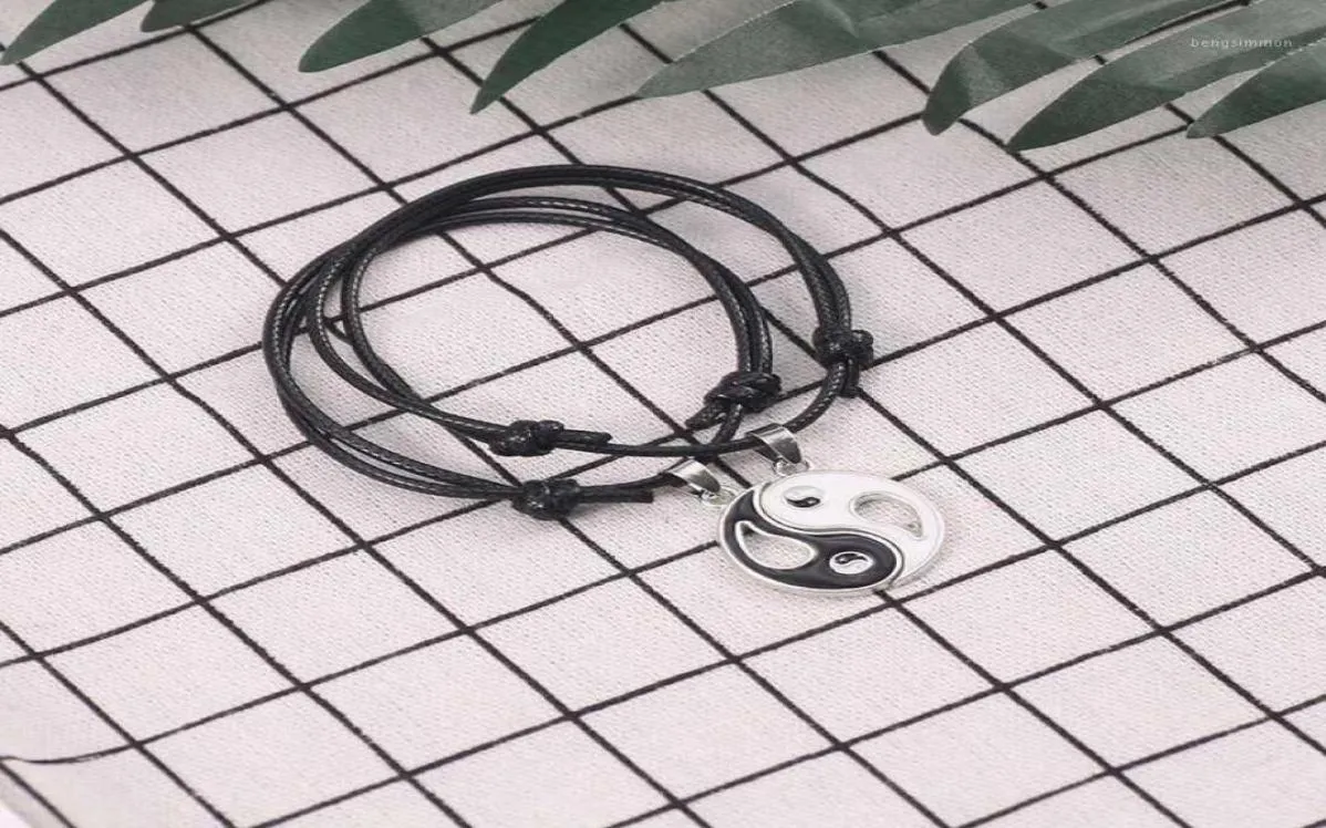 Charm Bracelets Yin Yang Tai Chi Bracelet For Women Men Gossip Friends Leather Rope Pendants BFF Couple Jewelry Gifts11584078