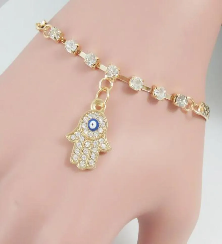 Moda quente de moda européia e americana Conjunto simples com Diamond Evil Eye a mão de Fátima Pulseira simples elegante cssic delicado elega5403878