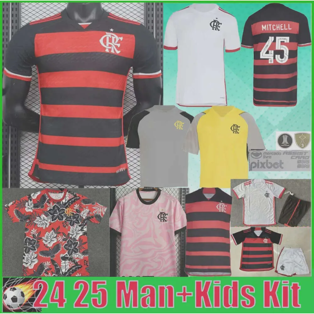 Flamengo 24 25 Futbol Formaları 2024 2025 De Arrascaeta E.Ribeiro Gabi B.Henrique David Luiz Diego Pedro Gerson Oyuncu Hayranları Man Futbol Gömlek Çocuk Kiti Eğitim Gömlek