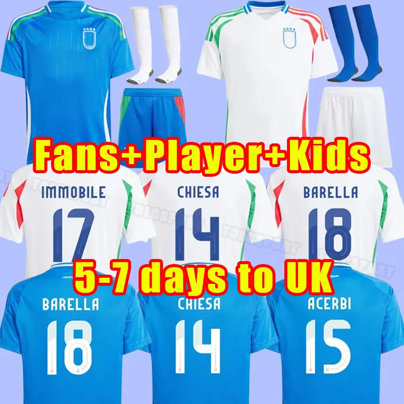 24 25 Italia Bonucci Soccer Jersey 2024 Home Away Verratti Jorginho Insigne Belotti Chiesa Barella Chiellini Italy