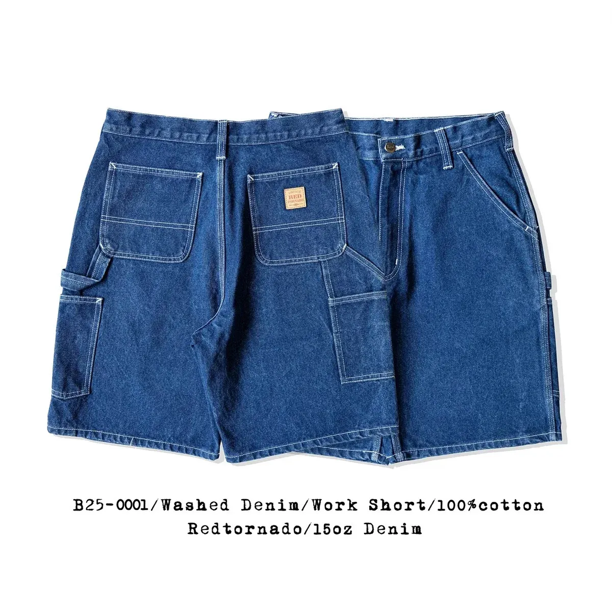 Red Tornado Denim Carpenter Short Retro Workwear Style męskie malarz Jean Shorts 240514