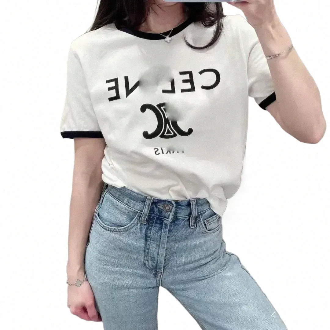 Novo Ce Arc Letter Printing Designer T-shirts feminino Camisetas casuais Camiseta Cot de mangas curtas 08hm#
