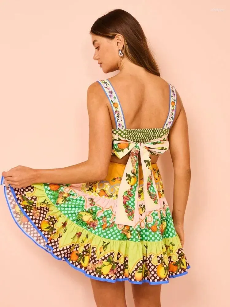 Casual Dresses Holiday Hawaii Tryckt miniklänningsärmar snedstreck strandstil Vestidos Summer dam sexig mantel semester