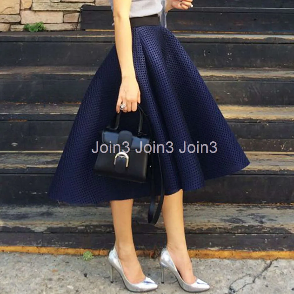 Women s 2024 High Waisted Hollow Out Midi Long Party Skirt Solid Color Big Expansion S XL