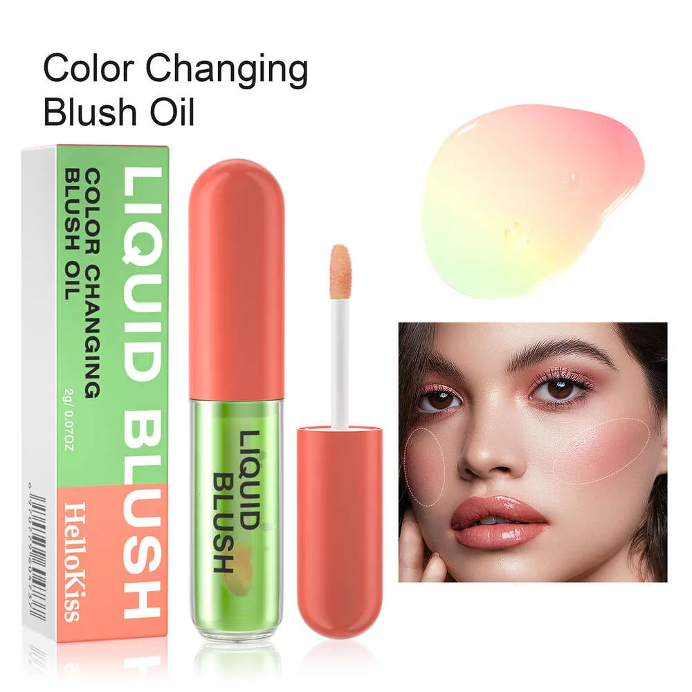 Hellokiss Color Mudança em pó Blusher Óleo natural Máscara hidratante Maquiagem segurando o óleo de blush em pó líquido em pó quente