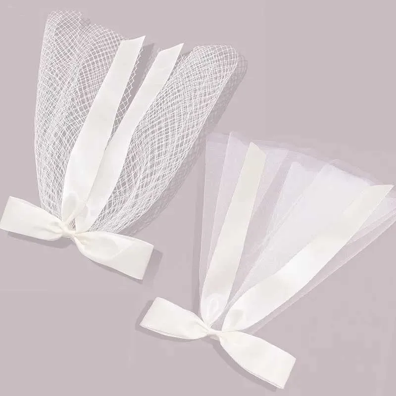 New Bridal With Hair Clip Cute Bow White Ivory Tulle Veil for Bride Hairwear Jewelry Marriage Wedding Accessories_voghion.com