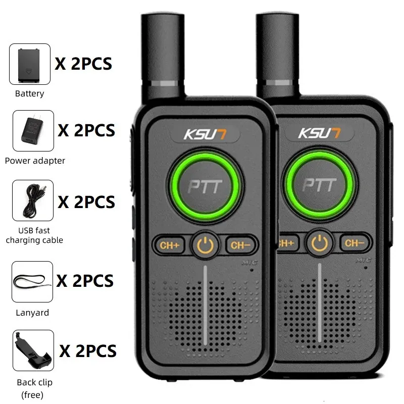 Walkie Talkie 2 Pcs Included Usb Type C Rechargeable Life Two Way Radio Mini Scanner Portable Station Transceive KSUT LT 240510