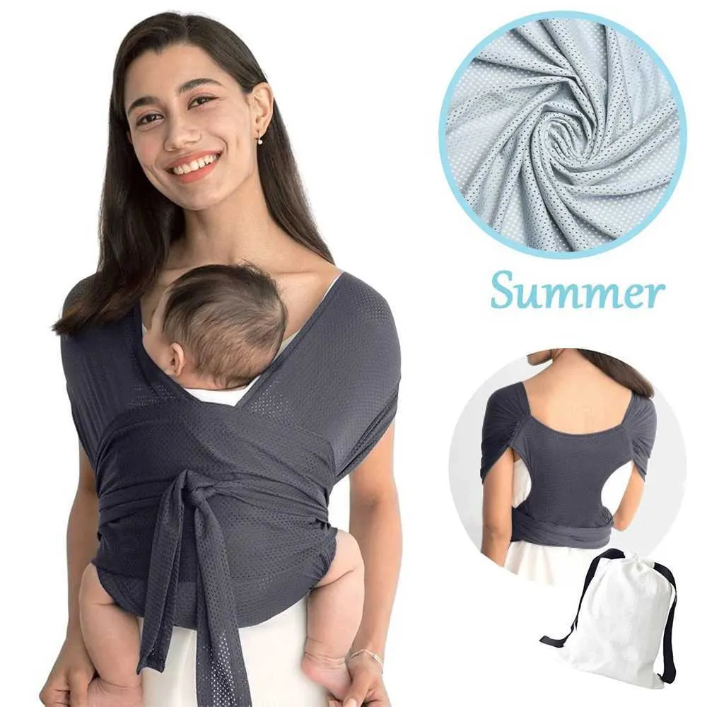 Carriers Slings Backpacks Baby Wrap Carrier for Summer Mesh Infant Carrier Solid Baby Sling Hand Free Baby Carrier Sling Baby Carrier Wrap for Newborn T240509