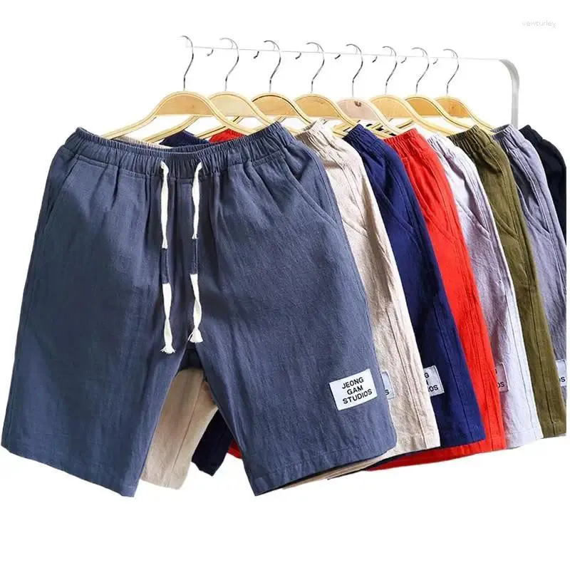 Heren shorts heren mode heren 9 kleur big size 2024 zomer casual patchwork losse katoenen linnen broek