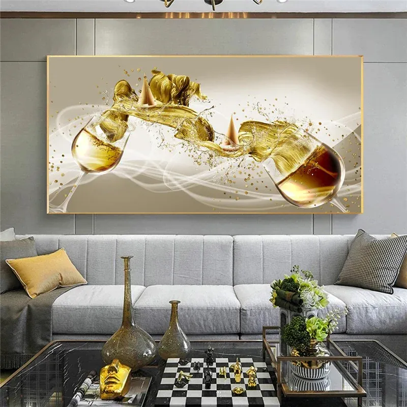Abstrakcyjne obrazy sztuki kieliszek do wina i łódź ścienna zdjęcia do salonu vintage nowoczesne dzieła sztuki dekoracja domu