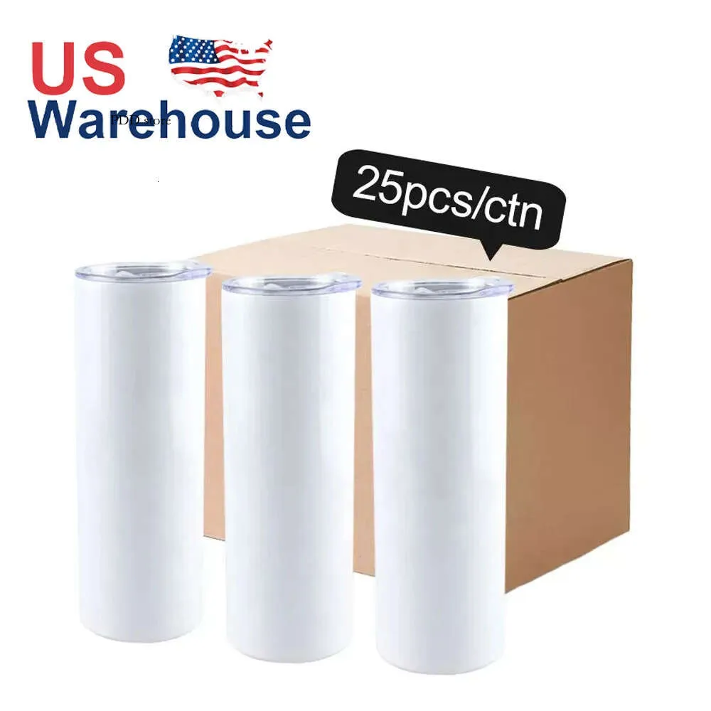 US CA Warehouse 20oz Sublimation blanc gobelets hétér