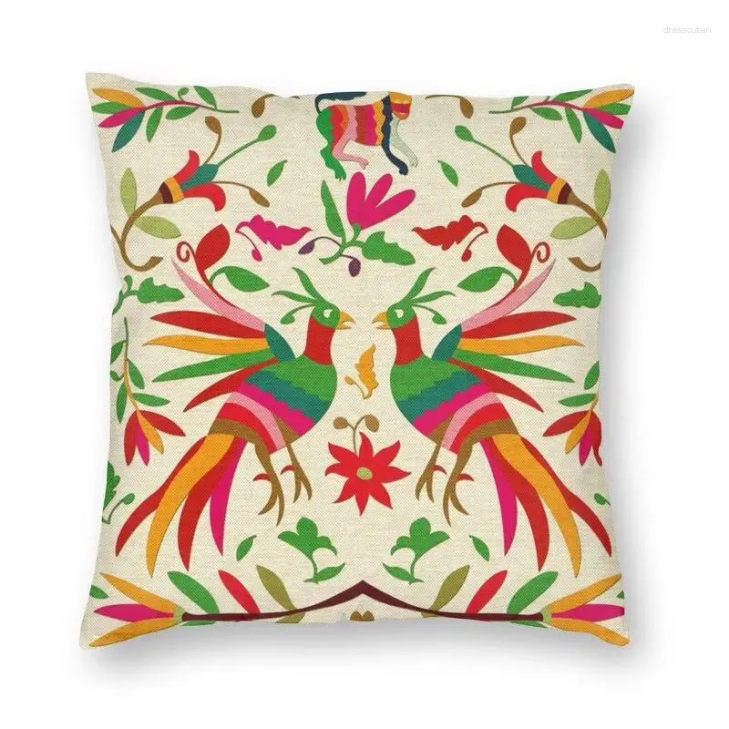 Travesseiro Flores mexicanas Capas de padrão Decoração de casa Tenango Fabric bordado México Floral Craft Capa Fronha quadrada