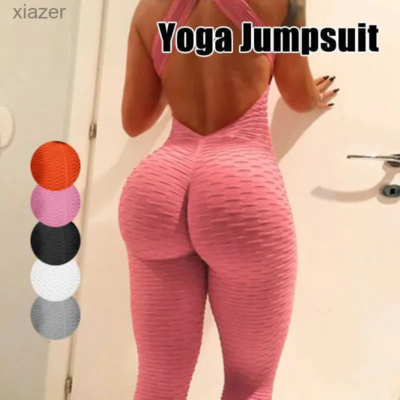 Damen -Jumpsuits Rompers Fitness Jumpsuit für Frauen Sport Bodysuit Scench Butt Strampler Booty Leggings Push Up Hose Sportswear Wx