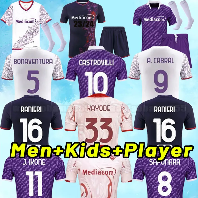 23 24 ACF Fiorentina Soccer Jerseys 2023 Florence MILENKOVIC JOVIC A. CABRAL CASTROVILLI shirt J. IKONE CHIESA AMRABAT CALLEJON Football uniform 2024 men kids