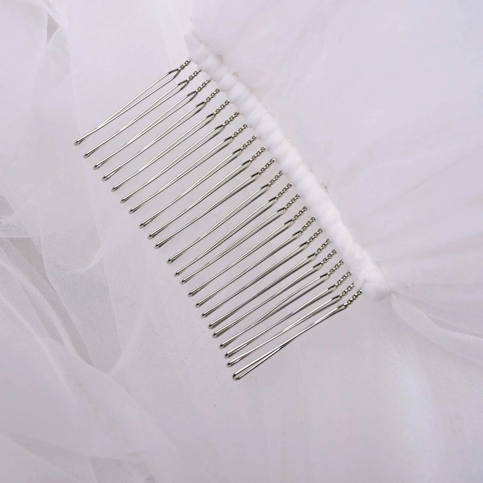 Bridal Veil 2 Tier Cathedral Wedding Veil With Blusher Face Drop_voghion.com