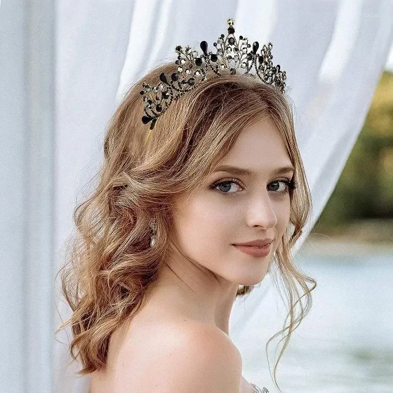 Headpieces Romantic Princess Crown for Women Handmade Rhinestone Tiara Pearl Headband Birthday Wedding Party Accessories smycken gåvor