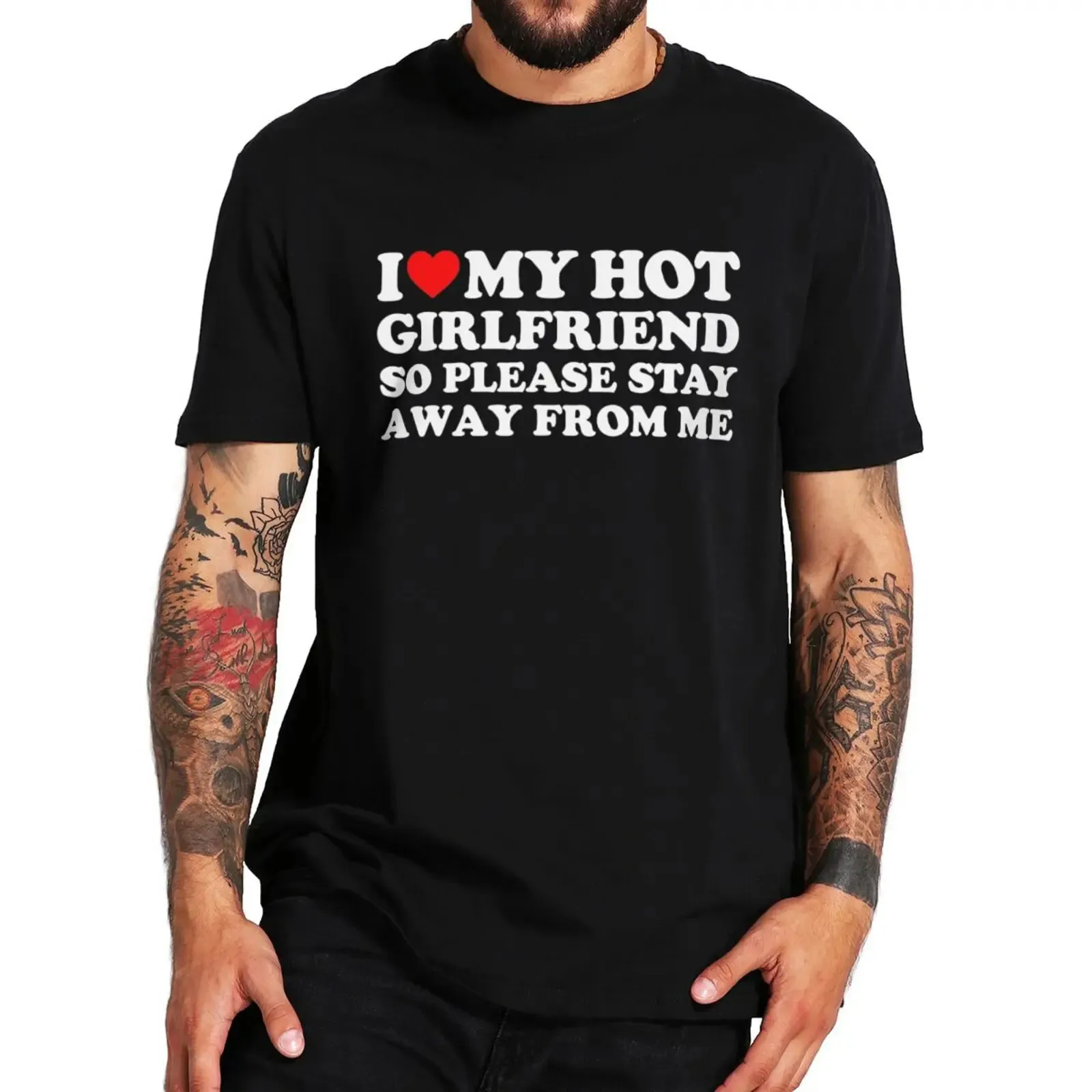 Camiseta masculina Amo a mi novia, así que mantente alejado de mi camiseta de mi novio, regalo de cumpleaños, streetswears unisex camisetas 240430