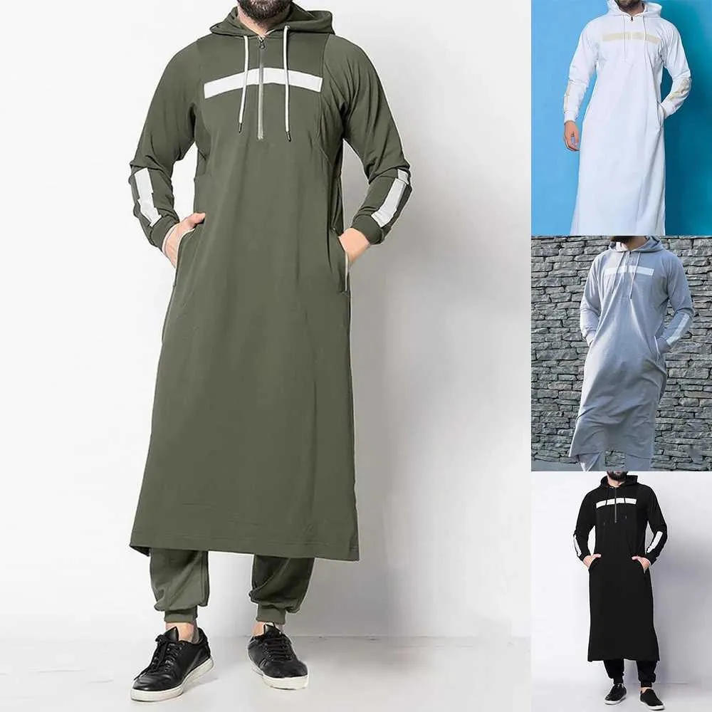 Heren Hoodies Sweatshirts Mens Muslim Midden-Oosten Islamitische Arabische Retro-kleding Losse lange mouwen Drawtringzakken Volledige lengte capuchon Robesl2405