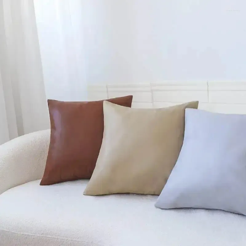 Oreiller Pu en cuir couvercle nordique oreillers décoratifs pour canapé salon décor à la maison 18x18 pouces