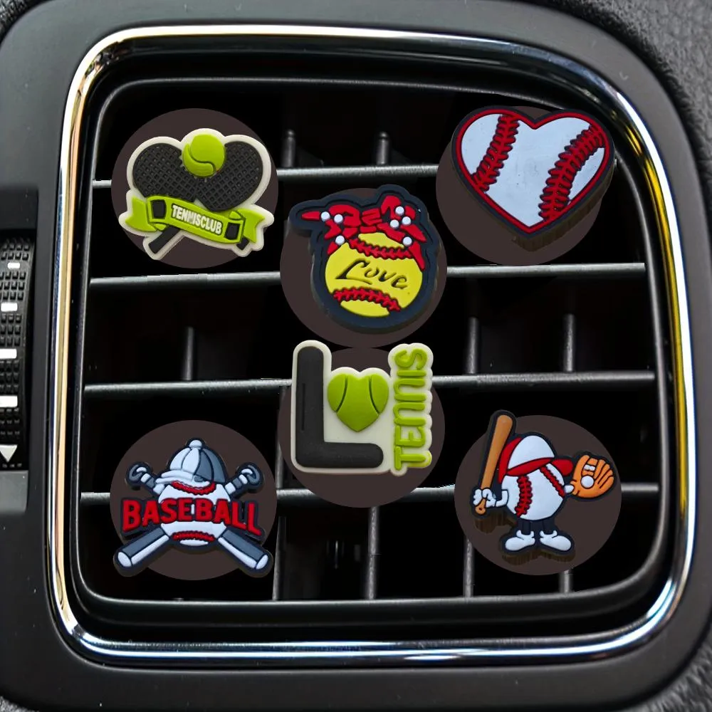 Säkerhetsbälten Tillbehör Baseball Cartoon Car Air Vent Clip Diffuser Outlet per Conditioner Clips Drop Leverans OTC1S OT7HX OTLAP OTBVX