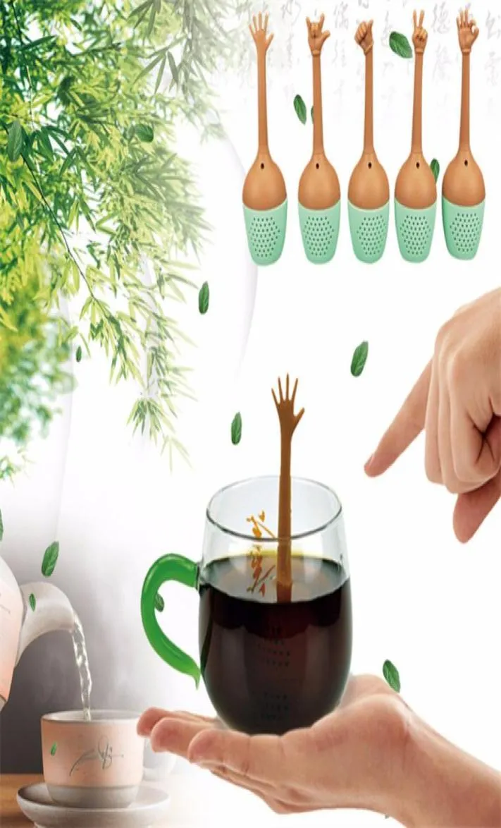s Funny Hand Gestures Tea Infuser Black Tea Strainer Silicone Loose Leaf Herbal Spice Holder Tea Brewing Tools8580971
