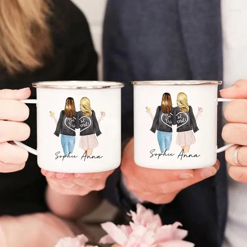 Tasses amies personnalisées tasse personnalisée nom café boire du vin de vin de vin tasse de thé dessin animé girls imprimés tasse cadeaux pour amis