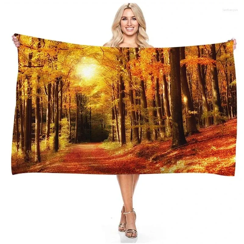 Serviette belle paysage naturel baignier de plage forestier pour enfants adultes sèche à coussin de serviettes en microfibre à séchage