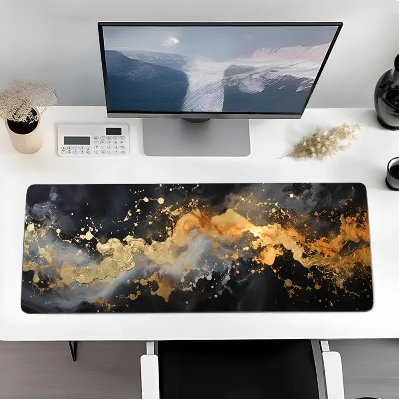 Tabela de mesa 80x30cm Fluid Marble Series Mouse Pad para jogos de computador Anti Slip Desktop Protection Office Desk 2024