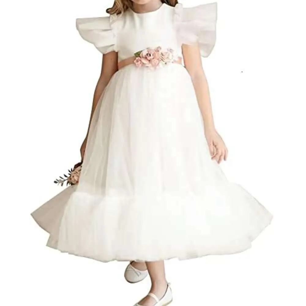 Tulle Flower Girls Dress for Wedding A Line Kids Pageant Prom Dresses Long First Communion Dresses