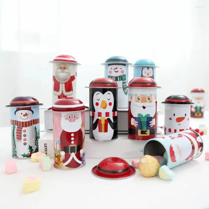 Wrap prezent 15PCS Świąteczne cukierki Jars Tin Snowman Święty Mikołaj butelki do przechowywania pudełka