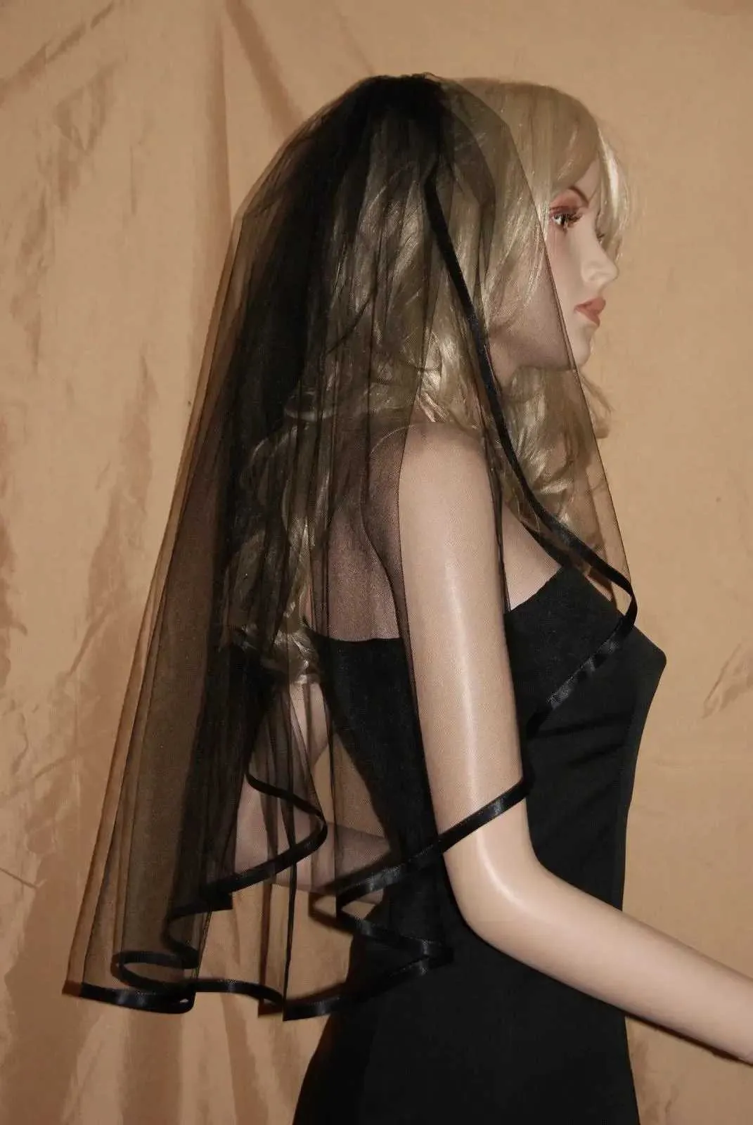 Gioielli per capelli Nero Bianco Avorio 1T Velo da sposa Bordo in nastro Gomito Accessori da sposa Veli con pettine Welony lubne_voghion.com