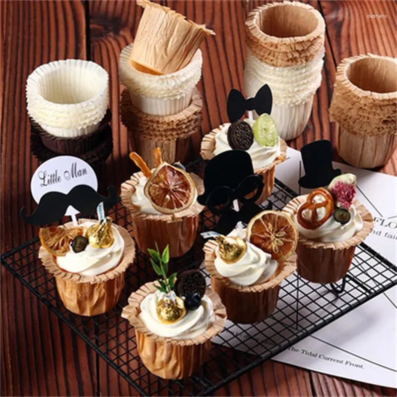 Bakvormen 30 stks tophoed papieren bekers cake hoge temperatuur resistent mal accessoires keukenoven